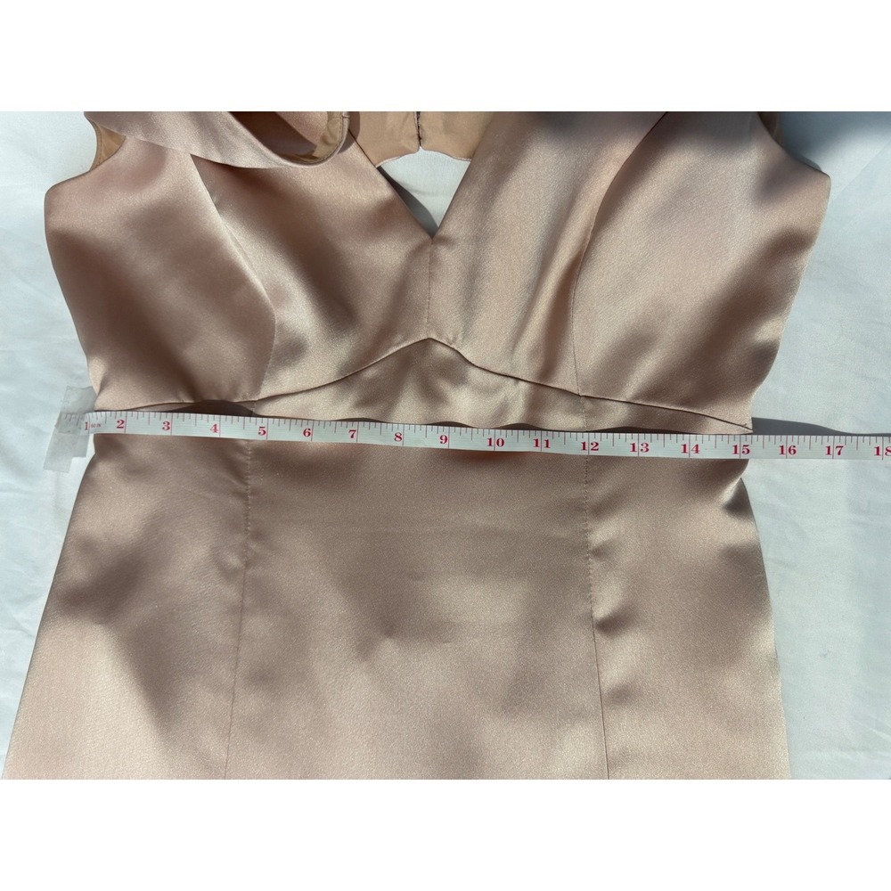 Amsale Womens Blush Pink Satin V-Neck Open Back Formal Gown Dress GB140S Size 12 - Picture 8 of 9